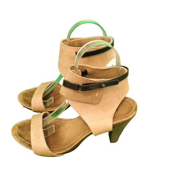 Humanoid Leather Wrap Heels Sandals taupe/Black Sz 38/8 - Picture 1 of 8
